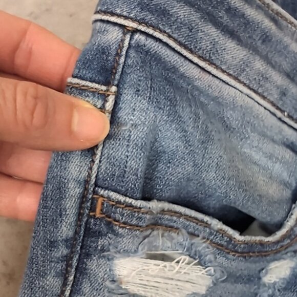 AEO Distressed Jegging Crop Denim Cafe Jeans Destroyed Ripped Super Stretch - Picture 6 of 14
